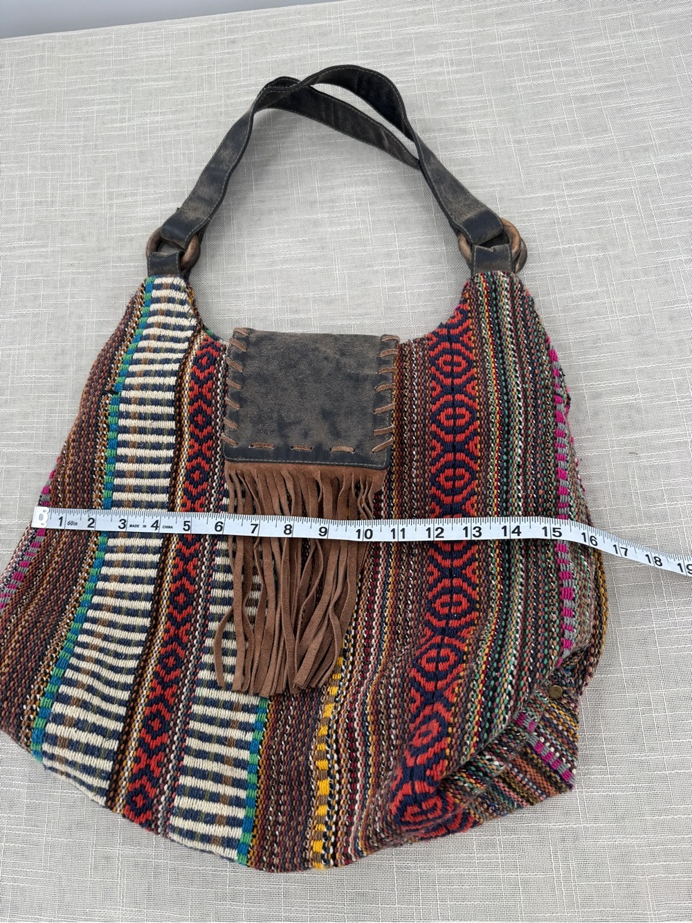 Woven Tapestry Boho Hobo Bag Fringe Multicolor Hippie Shoulder Purse - Picture 6 of 13
